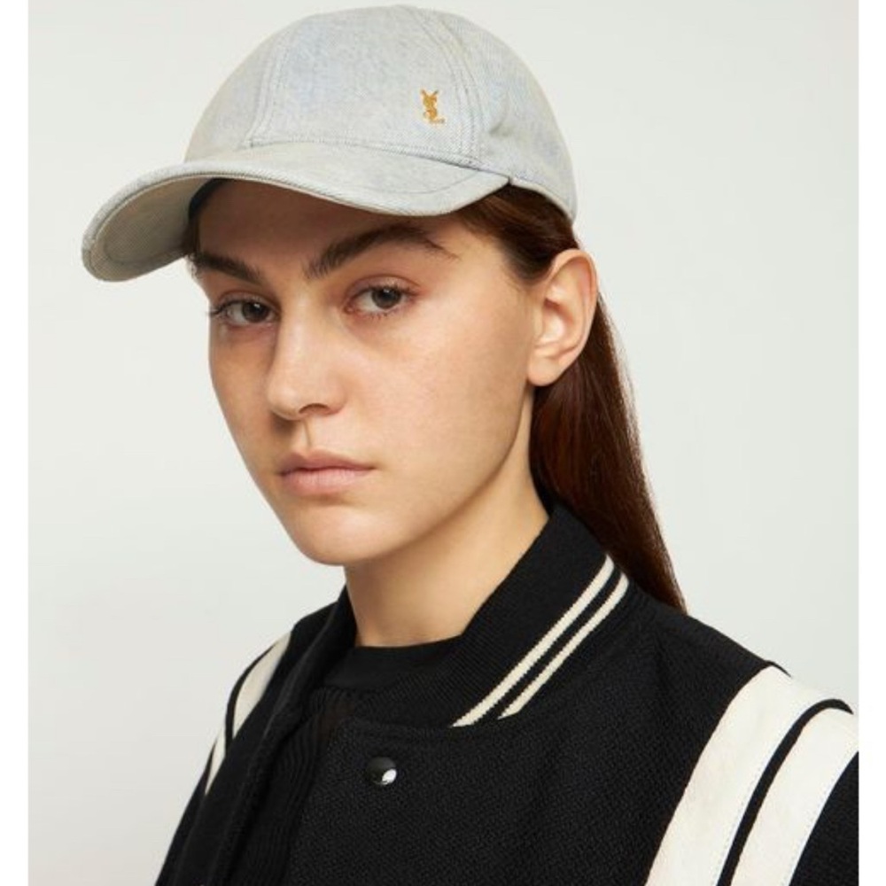 Saint Laurent Light Gray Cap with Gold logo ! Auth.